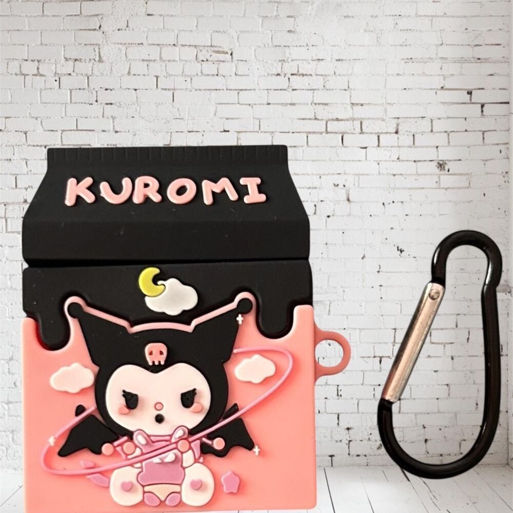 Kuromi AirPods Case Cover Milk Cartoon Cute‎ Protective with Keychain